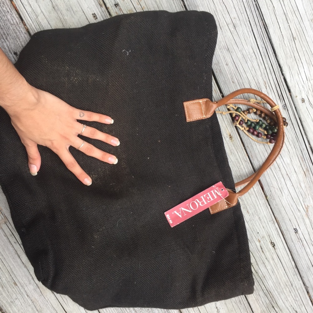 big merona tote basket bag wicker inside